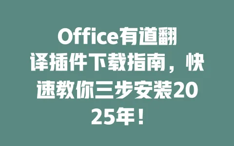 Office有道翻译插件下载指南,快速教你三步安装2025年! 一
