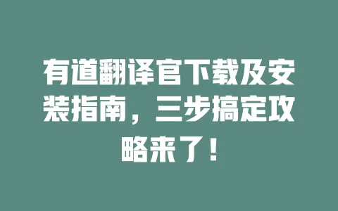 有道翻译官下载及安装指南，三步搞定攻略来了！ 一