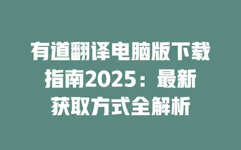 有道翻译电脑版下载指南2025:最新获取方式全解析 一