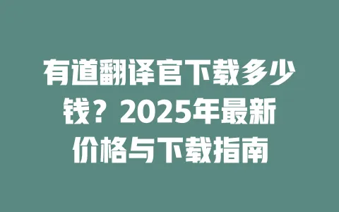 有道翻译官下载多少钱?2025年最新价格与下载指南 一